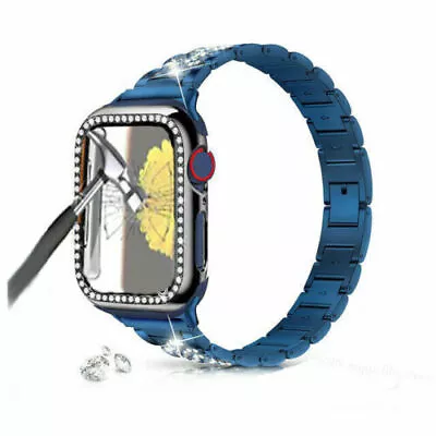 $17.99 • Buy Crystal Bling Band Case IWatch Strap For Apple Watch Series 8 7 SE 6 5 3 42 45mm