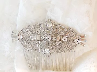 Vintage Inspired Wedding Bridal Crystal Rhinestone Hair Comb Art Deco • $19