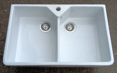 RAK Gourmet Ceramic Double Bowl Farmhouse Style Sink (Used) • £100