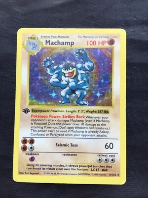 £21 • Buy Pokemon Cards: Base Set Shadowless Rare Holo: Machamp 8/102