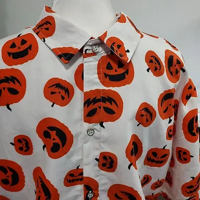 SSLR Halloween Hawaiian Shirt Men's 2XL Button Down Scary Pumpkin Jack O Lantern • $44.99