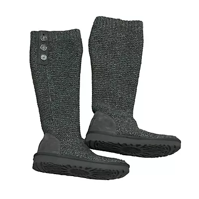 Women's UGG Purl Cardy Knit 1094949 Boots Slip On Size 7 Gray • $45