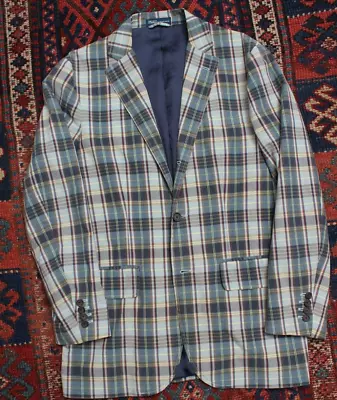 Polo Ralph Lauren Blazer Small Madras Plaid Check Cotton Smart Casual 2 Roll 3 • $150