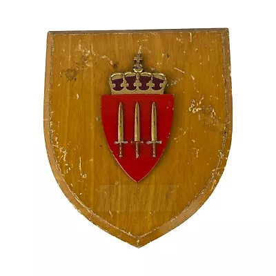 Vintage Military Norwegian Army Wooden Wall Plaque Norgie Army • £4.99