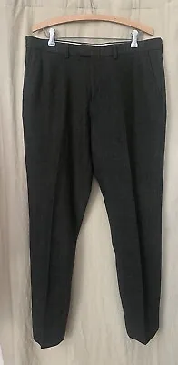 JCrew Bowery Sz 34/32 Wool Tweed Flat Front Green Trousers #F7938 Orig $128 • $30