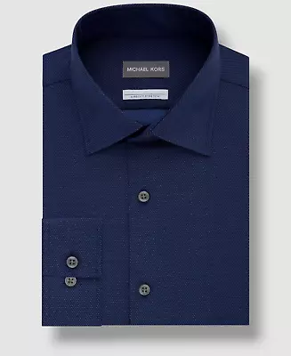 $85 Michael Kors Men's Blue Slim-Fit Long-Sleeve Button Dress Shirt 17.5 34-35 • $27.98