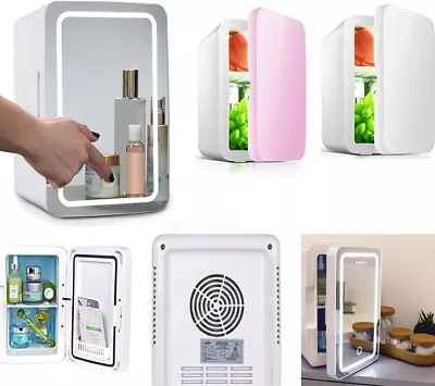 8L Fridge With LED Lighted Makeup Mirror AC/DC Compact Refrigerator For Skincare • $56.99