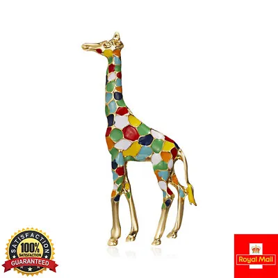 MULTI-COLOUR Tall Enamel Giraffe Brooch Pin Animal Badge Lapel Pin Men Women Kid • £3.95