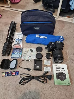 Canon 650D (aka Rebel T4i) + EF-S 18-135mm Lens + Bag Tripod SD Cards And More • $749