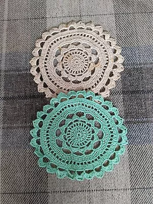 Two Vintage Cotton Crochet Doilies • $1.23