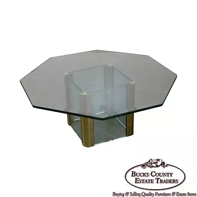 Leon Rosen For Pace Brass & Glass Octagonal Top Coffee Table • $1095