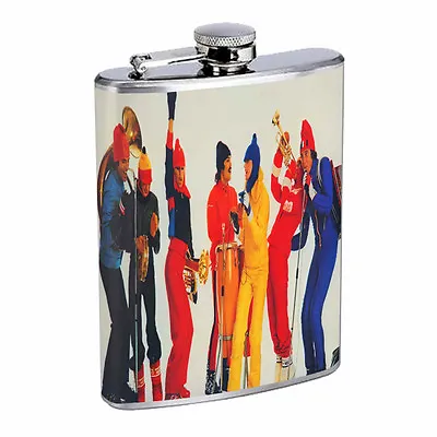 Vintage Skiing Skier Skis D22 Flask 8oz Stainless Steel Hip Drinking Whiskey B&W • $14.95