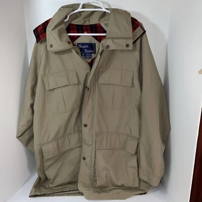 $12.99 • Buy English Squire Mens M Beige All Weather Coat With Removable Hood Warm Lining