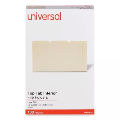 Universal 15213 1/3-Cut Tabs Interior File Folders - Legal Manila (100/Box) New • $23.80