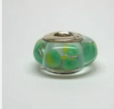 $20 • Buy Pandora Teal/Green Flower Murano Glass Charm - Sterling Silver - 790607