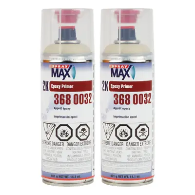 2 Cans SprayMax 3680032 2K Epoxy Rust Cure Primer Beige 14.1 Oz Aerosol Spray • $53.98