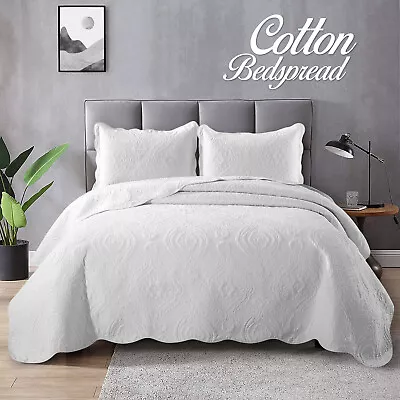 Luxury Quilted Cotton Bedspread Bed Throw Double King Size UK Bedding Set • £42.99