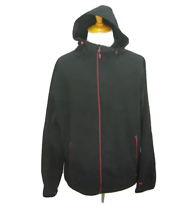 DOUBLE DIAMOND Men's (Size 2XL) Black Full Zip Hooded Rain Ski Jacket Softshell • $34.50