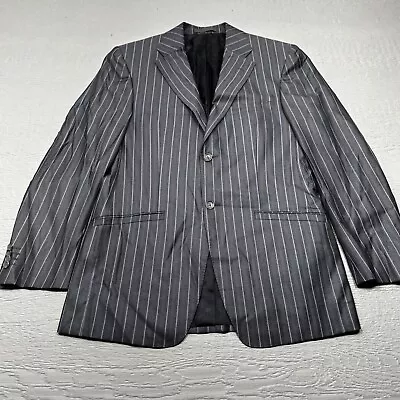 Versace Collection Blazer Mens 38R US Gray Pinstripe Silk Wool Single Breast EUC • $145