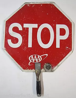  AAA STOP Safety Sign Old Double Sided Hand Held Crossing Guard Police Traffic • $125