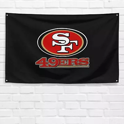 For San Francisco 49ers Football Fans 3x5 Ft Black Flag NFL Gift Banner • $13.97