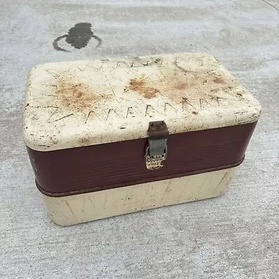 Vintage “Little Brown Chest” Ice Box Cooler - 1950s - All Metal W/ Patina - HLBN • $80