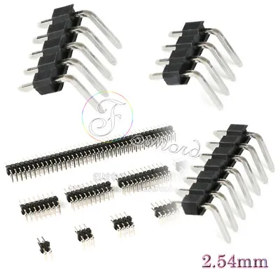 2.54mm Pin Male Header Dual/Single Row 2- 20Pin Curved Connector PCB Breadboard • $1.65