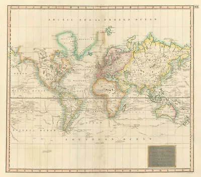 Hydrographical Chart Of The World� Wright/Mercator's Projection THOMSON 1817 Map • $341.92