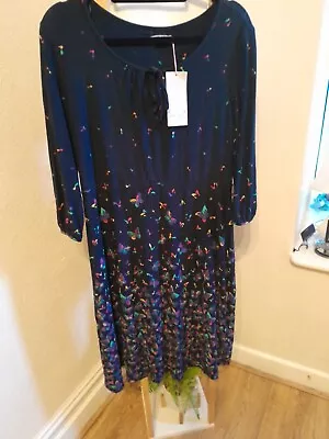 Bnwt Size 14 Per Una Navy Butterfly Dress • £6