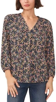 Vince Camuto Women's V-Neck Top Navy Floral XL • $24.99