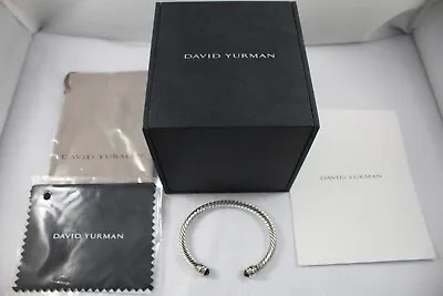 David Yurman 5mm 14K Yellow Gold Sterling Silver Amethyst Cable Cuff Bracelet • $299.99