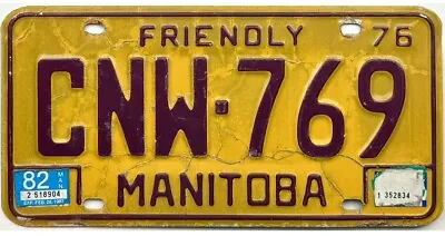 *BARGAIN BIN*  1976 Base 1982 Manitoba License Plate #CNW-769 • $8.99