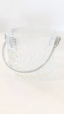 Vintage Teleflora Glass Ice Bucket With Chrome Handle Made In France • $18