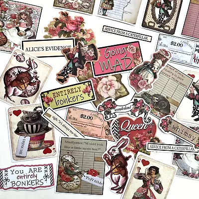 Vintage Style Alice In Wonderland Stickers Scrapbooking Junk Journaling Cards • $4