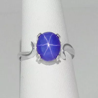 $107.85 • Buy Cornflower 6-Ray Blue Star Sapphire Ring Sterling Silver 925 / Bypass-Style