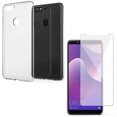 For HUAWEI Y7 PRO 2018 CASE + TEMPERED GLASS SCREEN PROTECTOR CLEAR COVER Y 7 • $9.69