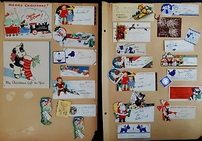 $15 • Buy Used Vintage Christmas Cards, Gift Tags And Seals 1934 Scrapbook Pages 23 Items
