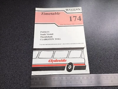 £5 • Buy Clydeside Western Scottish Bus Group Route 174 Timetable February 1990 Paisley