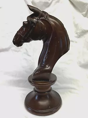 Lovely Large Dark Wood Horse Head Ornament - Hand Carved - Giant Chess Piece? • £10
