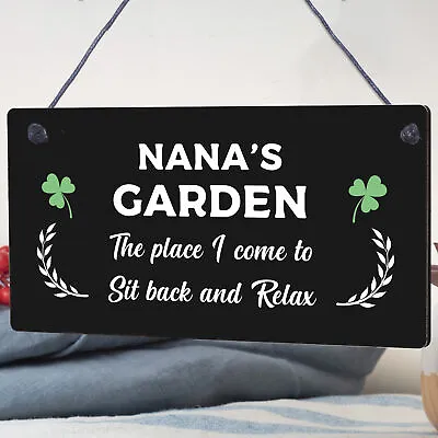 Nanas Garden Sign Hanging Engraved Plaque Garden Signs For Outdoor Outside • £3.95