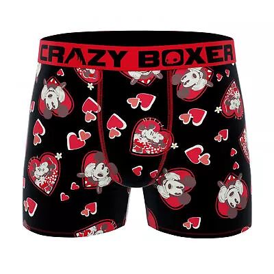 Crazy Boxer Disney Mickey Mouse Valentines Day Men's Boxer Briefs Black • $19.98