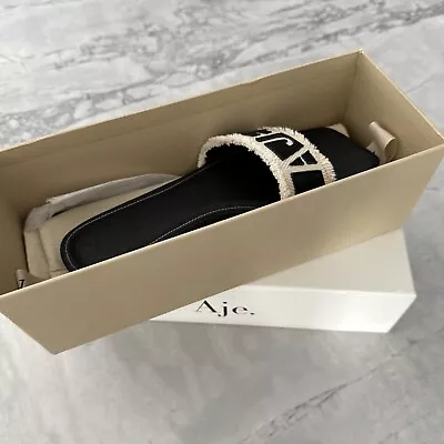 Aje Rio Logo Flat Slides Current Stock $225 - Sz 39- Leather Sole As New • $110