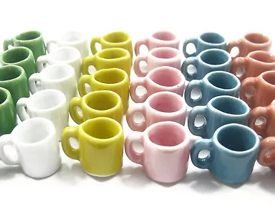 Dollhouse Miniature Ceramic 30 Mixed Color Kitchenware Mug Cup Supply # L 1048 • $20.99