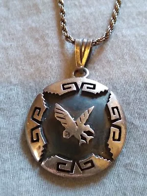 Vintage Sterling Silver Landing Bird Pendant Necklace. • $25