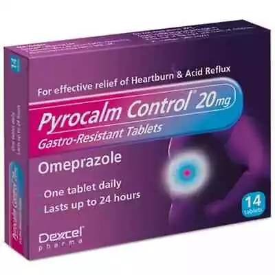 Pyrocalm Control - Omeprazole 20mg - Heartburn & Acid Reflux - 14 Tablets • £10.90