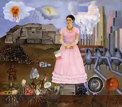 FRIDA KAHLO Art Rolled Canvas Print  BORDERLINE BETWEEN MEXICO & USA  24x28  • $39.99