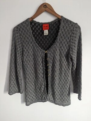 £50 • Buy Bazar Christian Lacroix Size L Silver Grey Cardigan Button Up Runs Small 