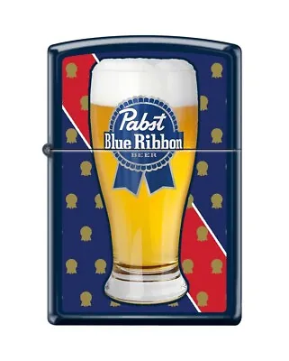 Pabst Blue Ribbon Beer Glass - Navy Matte Zippo Lighter • $39.95