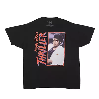 Vintage MICHAEL JACKSON Thriller Band T-Shirt Black 90s Short Sleeve Mens XL • £33.99