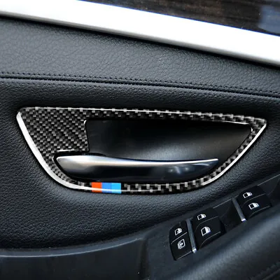 4pcs Carbon Fiber Door Handle Bowl Cover Trim For BMW 5 Series F10 2011-2017 • $13.99